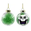 Transparent Christmas tree ball ornament with green filling 8cm