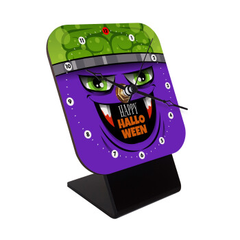 Halloween trick or treat Monster, Quartz Wooden table clock with hands (10cm)
