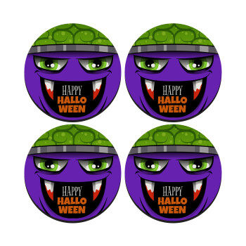 Halloween trick or treat Monster, SET of 4 round wooden coasters (9cm)