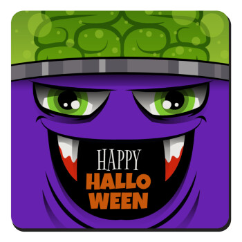 Halloween trick or treat Monster, Τετράγωνο μαγνητάκι ξύλινο 9x9cm