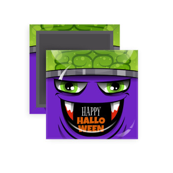 Halloween trick or treat Monster, Μαγνητάκι ψυγείου τετράγωνο διάστασης 5x5cm