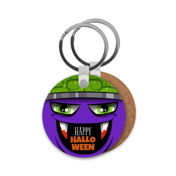 Halloween trick or treat Monster, Μπρελόκ Ξύλινο στρογγυλό MDF Φ5cm