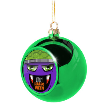Halloween trick or treat Monster, Χριστουγεννιάτικη μπάλα δένδρου Πράσινη 8cm