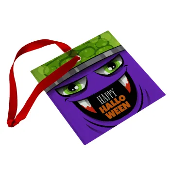Halloween trick or treat Monster, Christmas ornament, glass square ornament 9x9cm