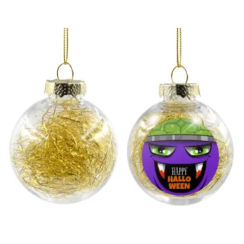 Halloween trick or treat Monster, Transparent Christmas tree ball ornament with gold filling 8cm