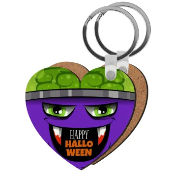 Halloween trick or treat Monster, Μπρελόκ Ξύλινο καρδιά MDF