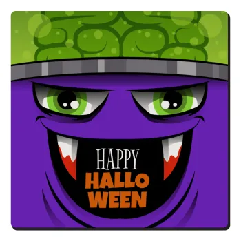 Halloween trick or treat Monster, Τετράγωνο μαγνητάκι ξύλινο 6x6cm