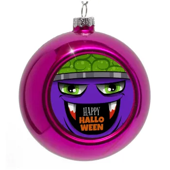 Halloween trick or treat Monster, Στολίδι Χριστουγεννιάτικη μπάλα δένδρου Μωβ 8cm