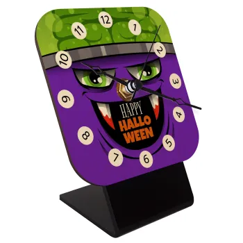 Halloween trick or treat Monster, Επιτραπέζιο ρολόι σε φυσικό ξύλο (10cm)