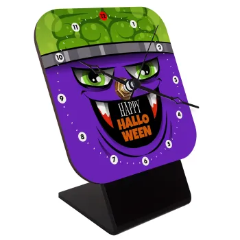 Halloween trick or treat Monster, Quartz Wooden table clock with hands (10cm)