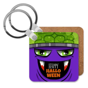 Halloween trick or treat Monster, Μπρελόκ Ξύλινο τετράγωνο MDF