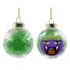 Transparent Christmas tree ball ornament with green filling 8cm