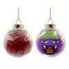 Transparent Christmas tree ball ornament with red filling 8cm