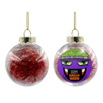 Halloween trick or treat Monster, Transparent Christmas tree ball ornament with red filling 8cm