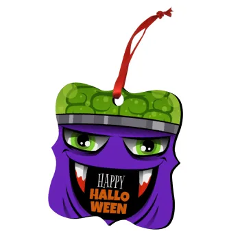 Halloween trick or treat Monster, Στολίδι Χριστουγεννιάτικο στολίδι polygon ξύλινο 7.5cm