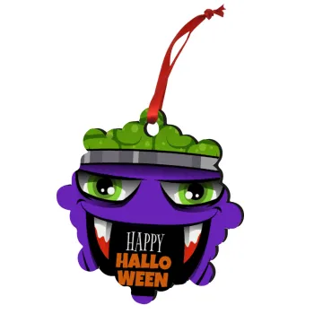 Halloween trick or treat Monster, Christmas ornament snowflake wooden 7.5cm