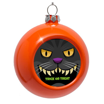 Halloween trick or treat Cat, Orange Christmas tree ornament bauble 8cm