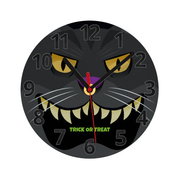 Halloween trick or treat Cat, Ρολόι τοίχου γυάλινο (20cm)