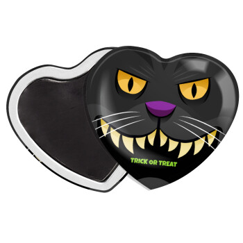 Halloween trick or treat Cat, Μαγνητάκι καρδιά (57x52mm)