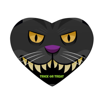 Halloween trick or treat Cat, Mousepad heart 23x20cm