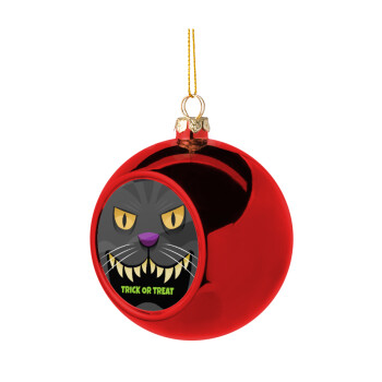 Halloween trick or treat Cat, Χριστουγεννιάτικη μπάλα δένδρου Κόκκινη 8cm