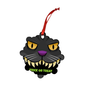 Halloween trick or treat Cat, Στολίδι Χριστουγεννιάτικο στολίδι snowflake ξύλινο 7.5cm