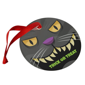 Halloween trick or treat Cat, Χριστουγεννιάτικο στολίδι γυάλινο 9cm