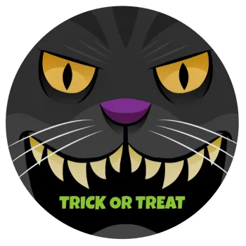 Halloween trick or treat Cat, Mousepad Στρογγυλό 20cm