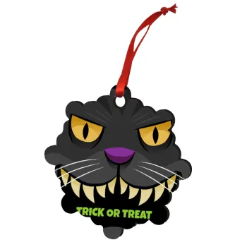 Halloween trick or treat Cat, Christmas ornament snowflake wooden 7.5cm