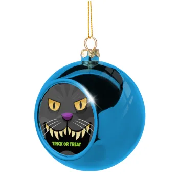 Halloween trick or treat Cat, Blue Christmas tree ball ornament 8cm