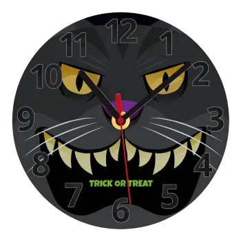 Halloween trick or treat Cat, Ρολόι τοίχου γυάλινο (20cm)