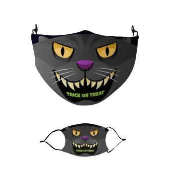 Halloween trick or treat Cat, Μάσκα υφασμάτινη παιδική πολλαπλών στρώσεων με υποδοχή φίλτρου