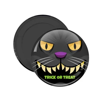 Halloween trick or treat Cat, Μαγνητάκι ψυγείου στρογγυλό διάστασης 5cm