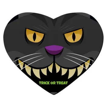 Halloween trick or treat Cat, Mousepad heart 23x20cm