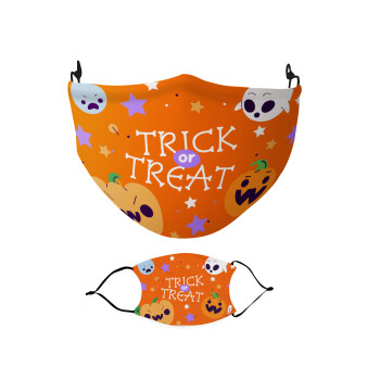 Halloween trick or treat Ghosts and Pumpkins, Μάσκα υφασμάτινη Ενηλίκων πολλαπλών στρώσεων με υποδοχή φίλτρου