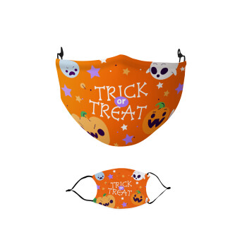 Halloween trick or treat Ghosts and Pumpkins, Μάσκα υφασμάτινη παιδική πολλαπλών στρώσεων με υποδοχή φίλτρου