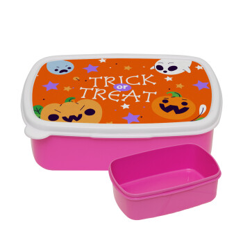 Halloween trick or treat Ghosts and Pumpkins, ΡΟΖ παιδικό δοχείο φαγητού (lunchbox) πλαστικό (BPA-FREE) Lunch Βox M18 x Π13 x Υ6cm