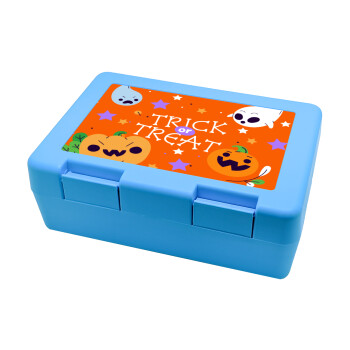 Halloween trick or treat Ghosts and Pumpkins, Children's cookie container LIGHT BLUE 185x128x65mm (BPA free plastic)