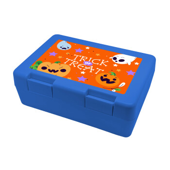 Halloween trick or treat Ghosts and Pumpkins, Παιδικό δοχείο κολατσιού ΜΠΛΕ 185x128x65mm (BPA free πλαστικό)