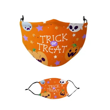 Halloween trick or treat Ghosts and Pumpkins, Μάσκα υφασμάτινη παιδική πολλαπλών στρώσεων με υποδοχή φίλτρου