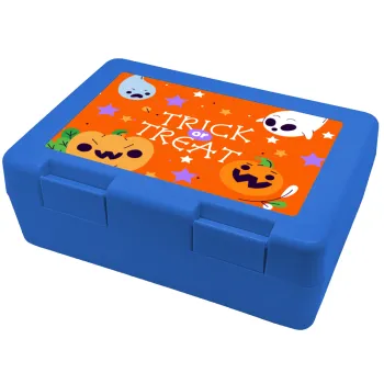 Halloween trick or treat Ghosts and Pumpkins, Παιδικό δοχείο κολατσιού ΜΠΛΕ 185x128x65mm (BPA free πλαστικό)