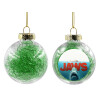 Transparent Christmas tree ball ornament with green filling 8cm
