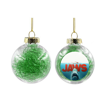 Shark jaws, Χριστουγεννιάτικη μπάλα δένδρου διάφανη με πράσινο γέμισμα 8cm