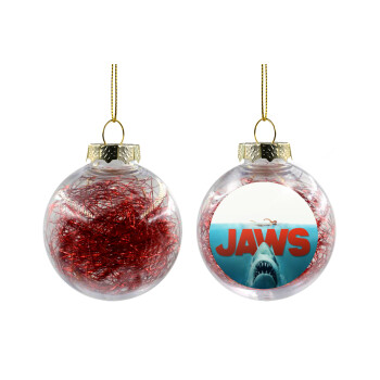 Shark jaws, Χριστουγεννιάτικη μπάλα δένδρου διάφανη με κόκκινο γέμισμα 8cm