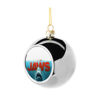 Shark jaws, Χριστουγεννιάτικη μπάλα δένδρου Ασημένια 8cm