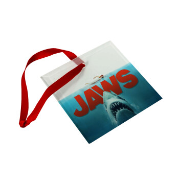 Shark jaws, Χριστουγεννιάτικο στολίδι γυάλινο τετράγωνο 9x9cm