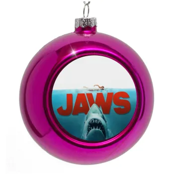 Shark jaws, Purple Christmas tree ornament bauble 8cm