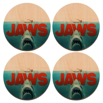Shark jaws, ΣΕΤ x4 Σουβέρ ξύλινα στρογγυλά plywood (9cm)
