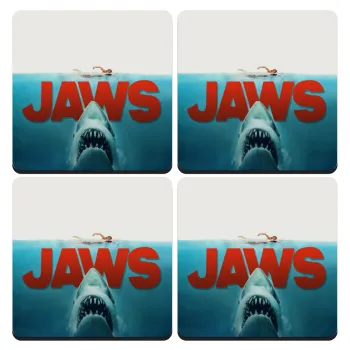 Shark jaws, ΣΕΤ 4 Σουβέρ ξύλινα τετράγωνα (9cm)