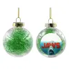 Transparent Christmas tree ball ornament with green filling 8cm